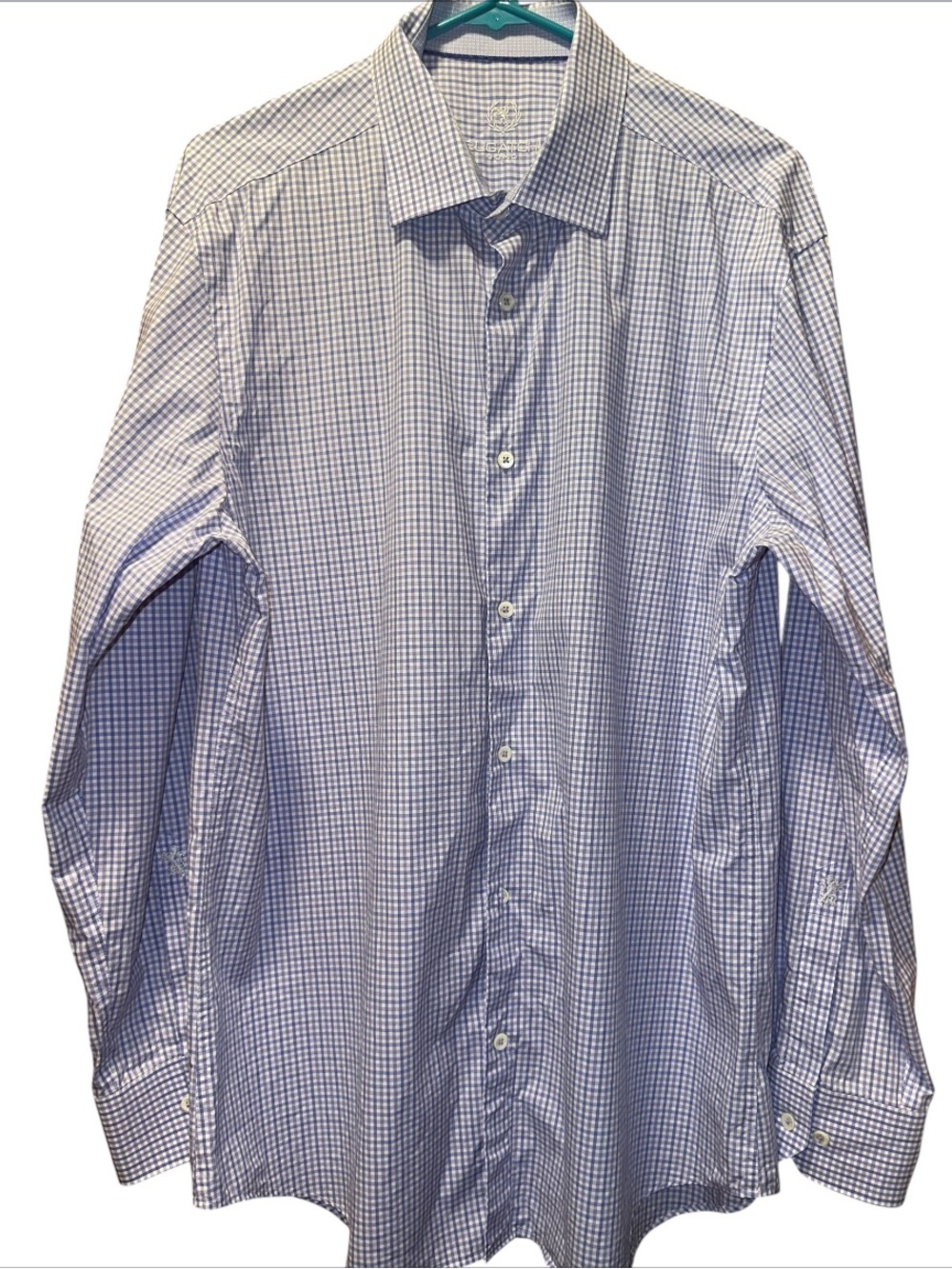 Bugatchi Men's Blue Check Dress Shirt - Classic Button-Down